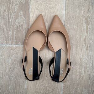 Zara Pointed Toe Sling Back Flats Sized 39